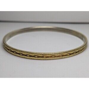 Vintage Crown Trifari M Gold Tone Bangle Bracelet 7.75"